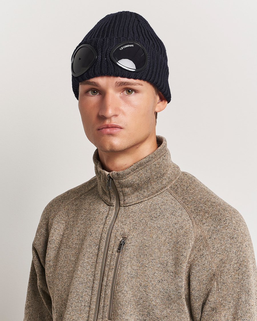 Herre | C.P. Company | C.P. Company | Knitted Merino Goggle Beanie Navy