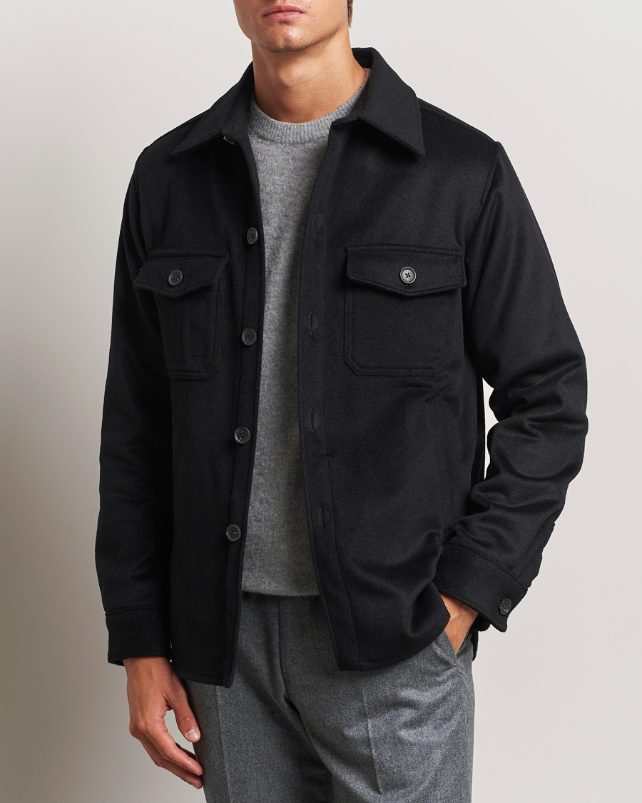 Herre |  | Oscar Jacobson | Maverick Wool/Cashmere Shirt Jacket Black