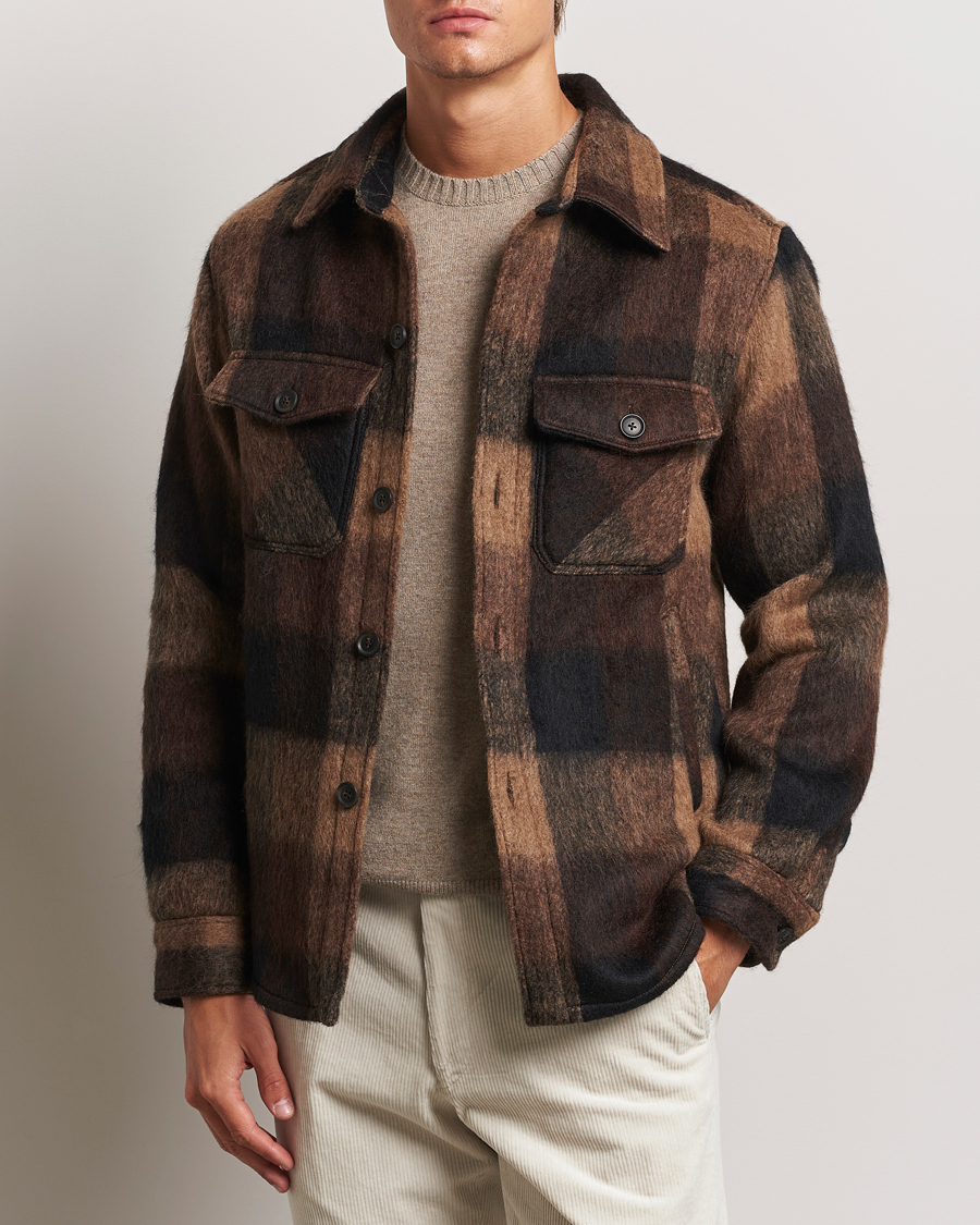 Herre |  | Oscar Jacobson | Maverick Checked Shirt Jacket Brown