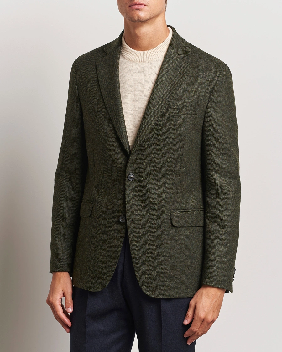 Herre |  | Oscar Jacobson | Fogerty Moon Herringbone Tweed Blazer Green