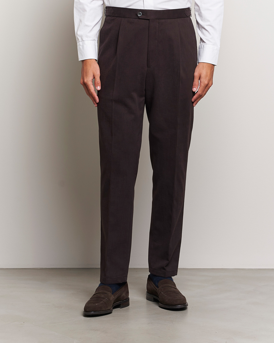 Herre |  | Oscar Jacobson | Delon Brushed Cotton Trousers Brown