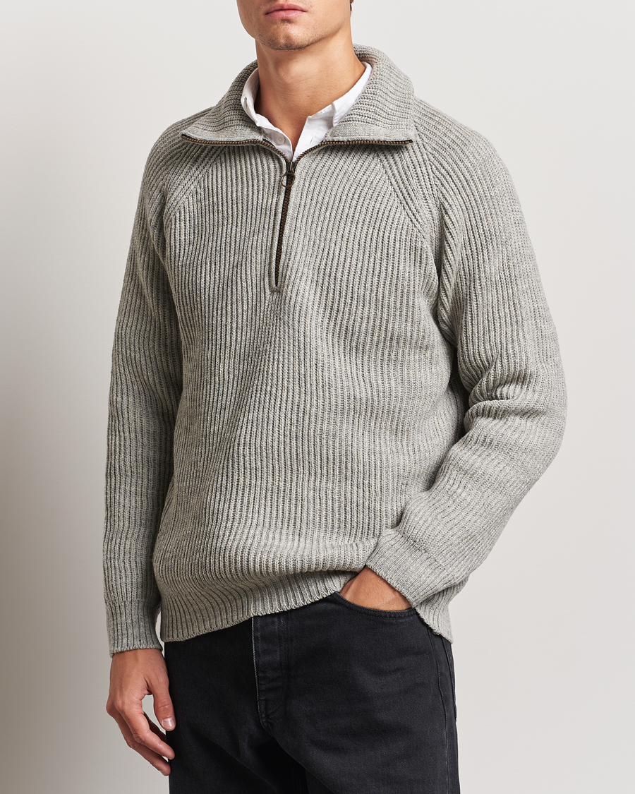 Herre |  | Peregrine | Ford Knitted Wool Half Zip Light Grey