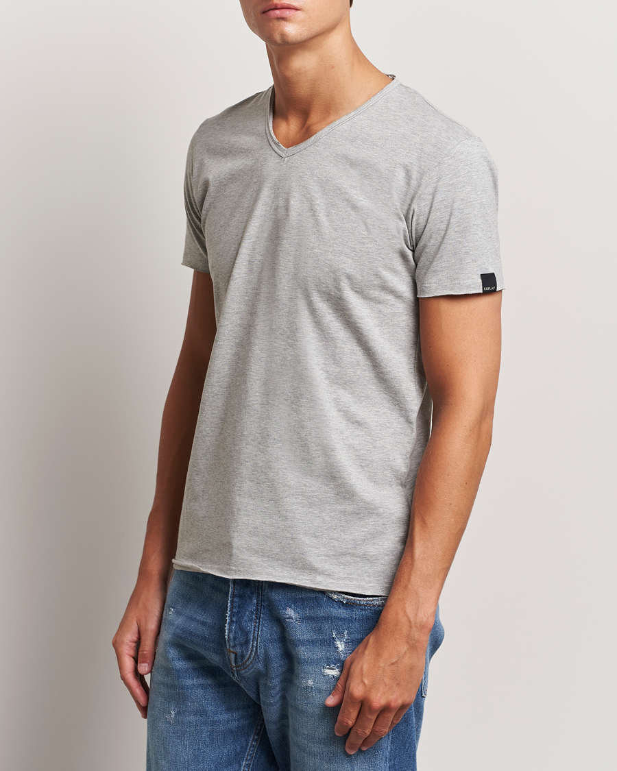 Herre |  | Replay | V-Neck T-Shirt Light Grey Melange