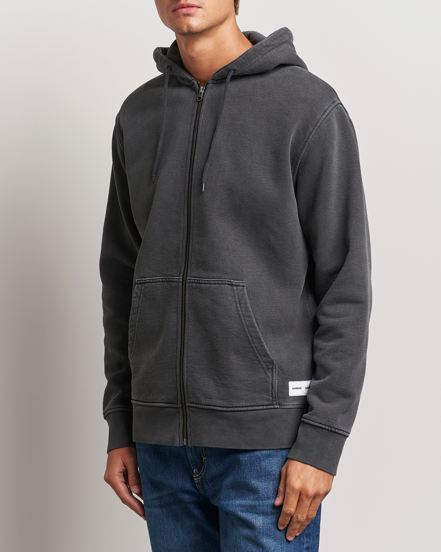 Herre |  | Samsøe Samsøe | Pigment Dyed Full Zip Hoodie Black