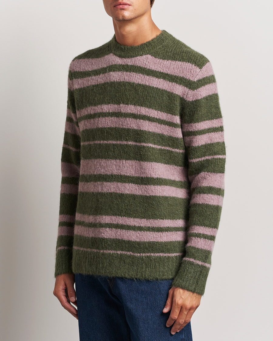 Herre |  | Samsøe Samsøe | Arin Mohair Striped Sweater Green/Pink