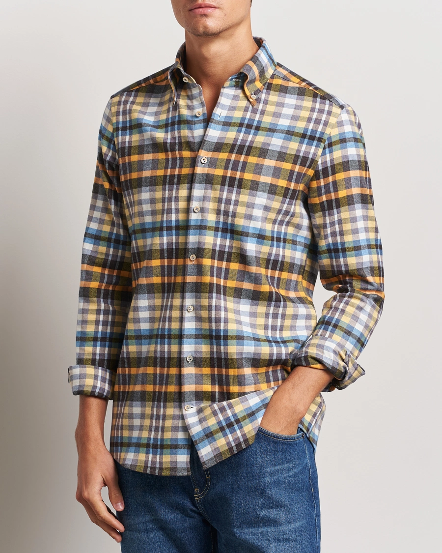 Herre |  | Stenströms | Slimline Flannel Checked Shirt Multi