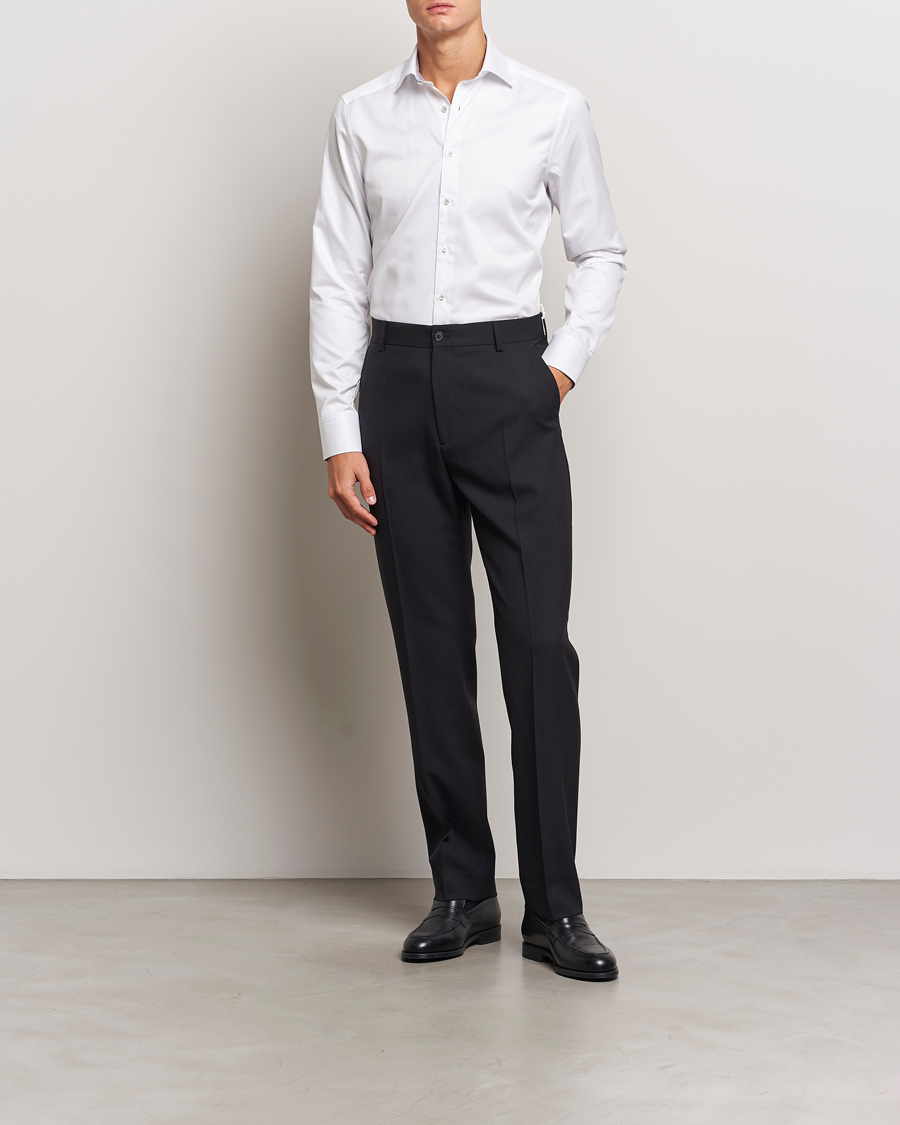 Herre |  | Stenströms | Slimline Contrast Cut Away Shirt White/Grey