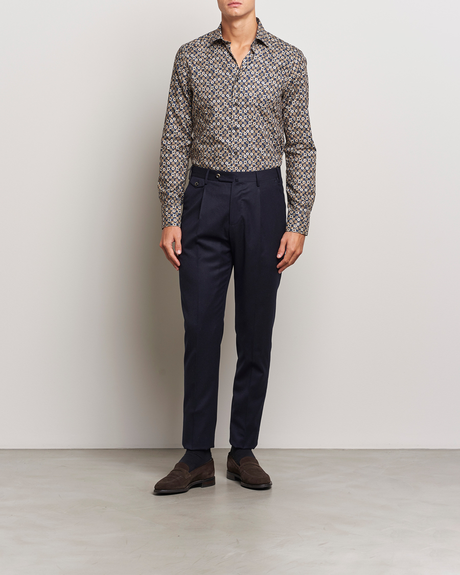 Herre | Business & Beyond - Formal | Stenströms | Slimline Printed Cut Away Shirt Blue