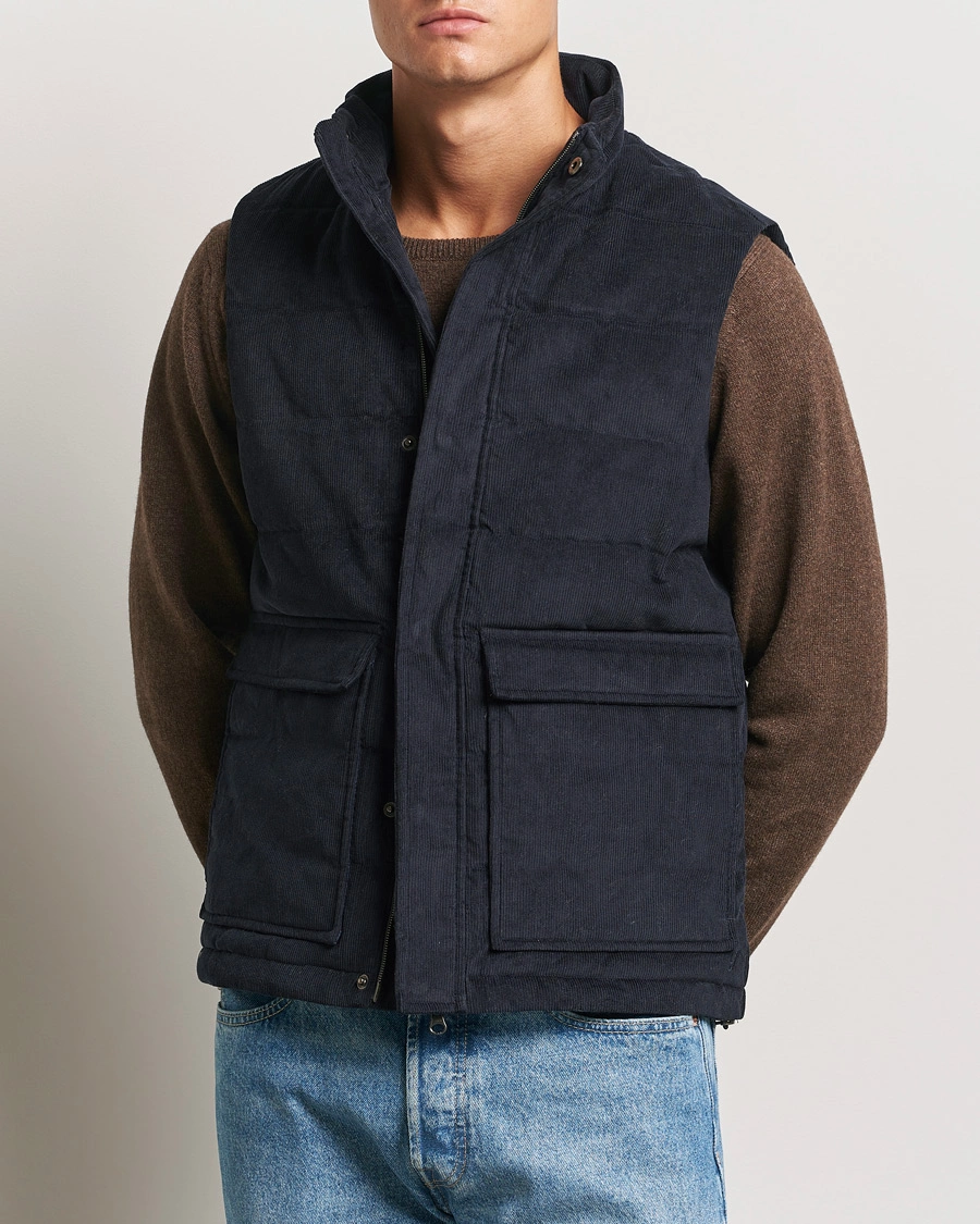 Herre |  | Stenströms | Pocket Corduroy Vest Navy