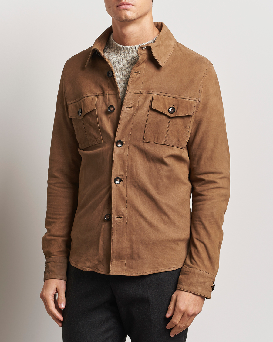 Herre |  | Stenströms | Lamb Suede Overshirt Brown