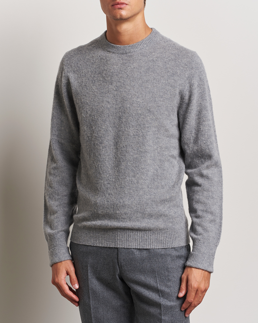 Herre | Business & Beyond - Formal | Stenströms | Brushed Merino Crew Neck Grey