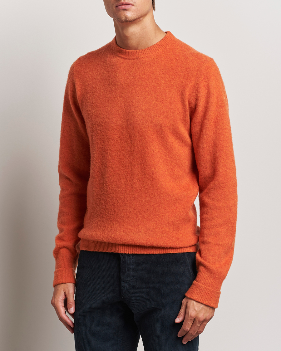 Herre | Business & Beyond - Formal | Stenströms | Brushed Merino Crew Neck Orange