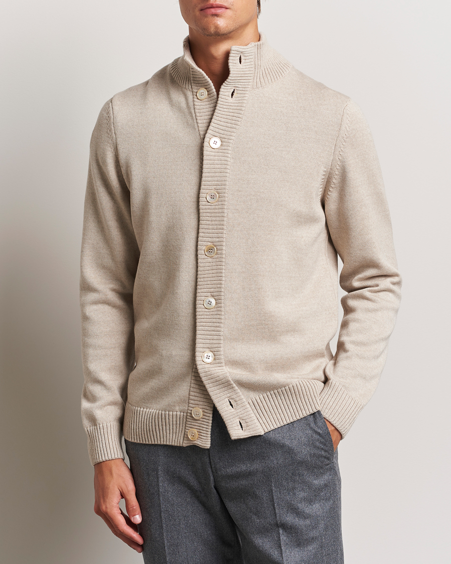 Herre | Business & Beyond - Formal | Stenströms | Chunky Knitted Merino Cardigan Beige