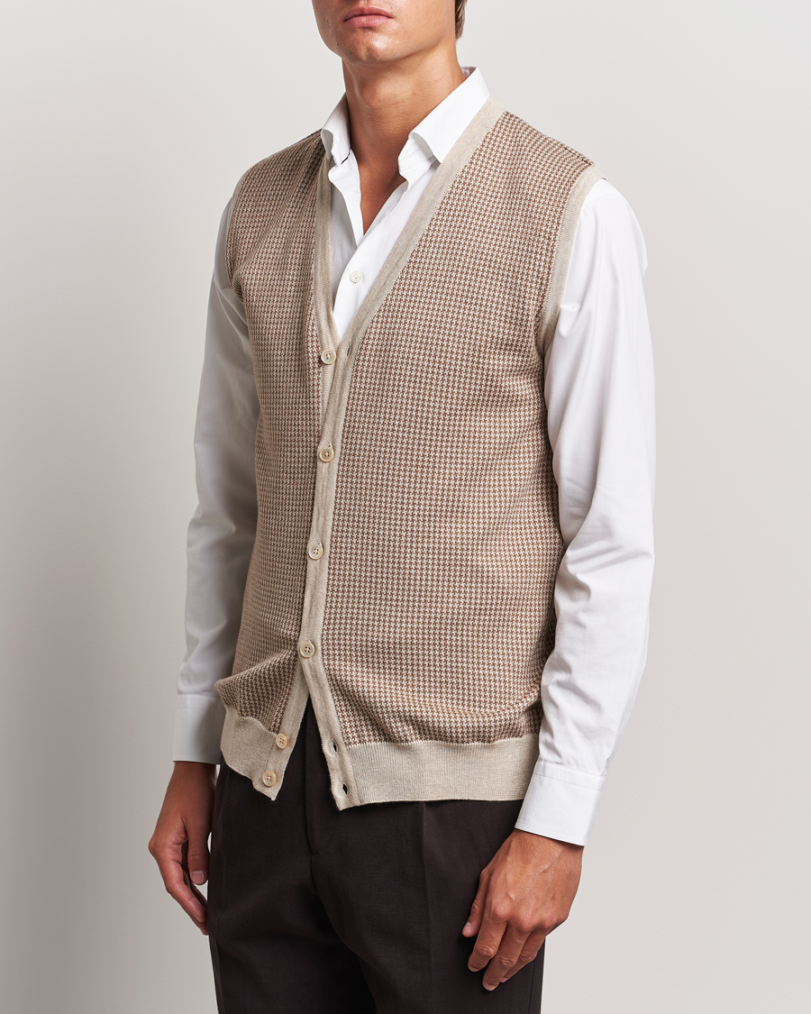 Herre |  | Stenströms | Pepita Merino Wool Vest Brown