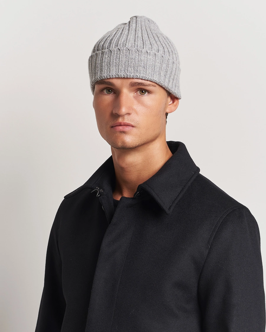 Herre | Luer | Stenströms | Ribbed Cotton/Cashmere Hat Grey