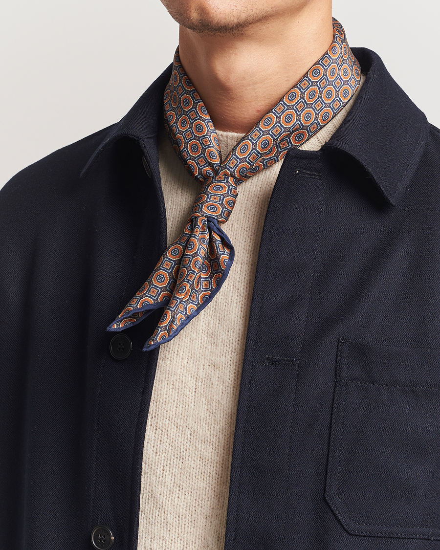 Herre |  | Stenströms | Silk Printed Scarf Navy