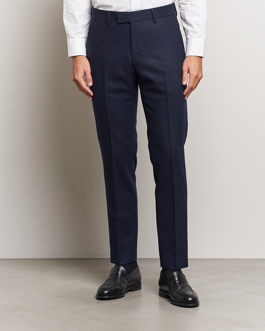 Herre | Bukser | Tiger of Sweden | Tenuta Brushed Wool Trousers Sea Blue