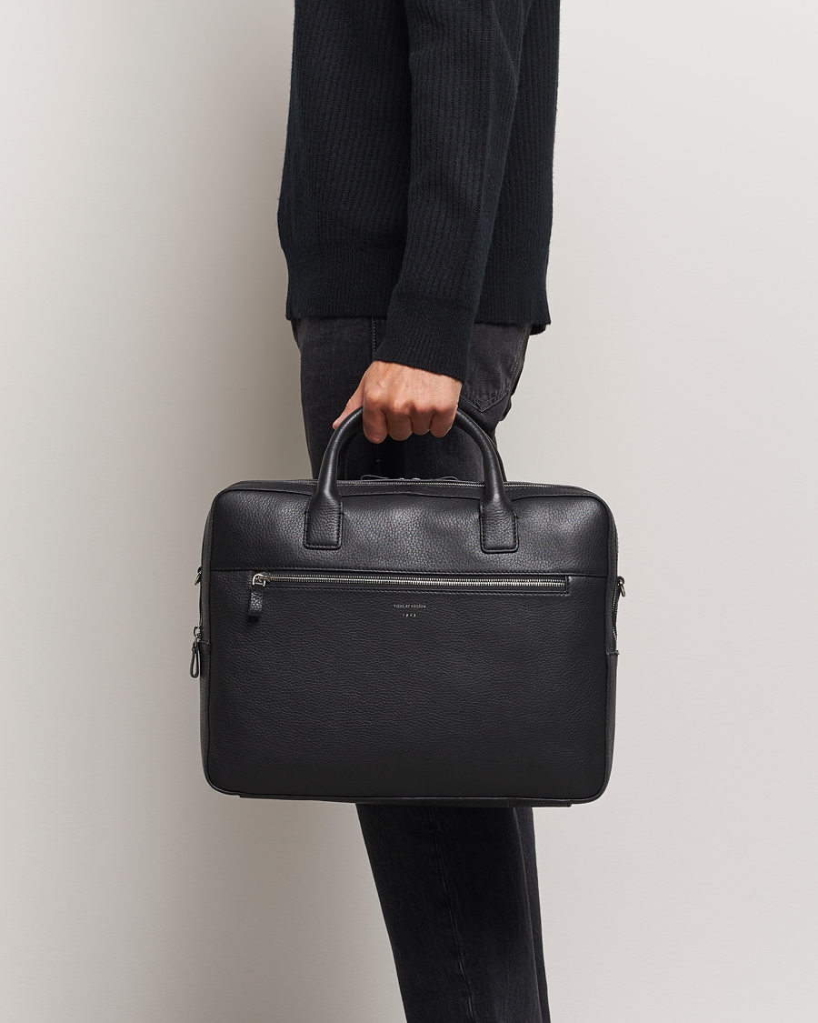 Herre |  | Tiger of Sweden | Beridare Double Zip Leather Briefcase Black