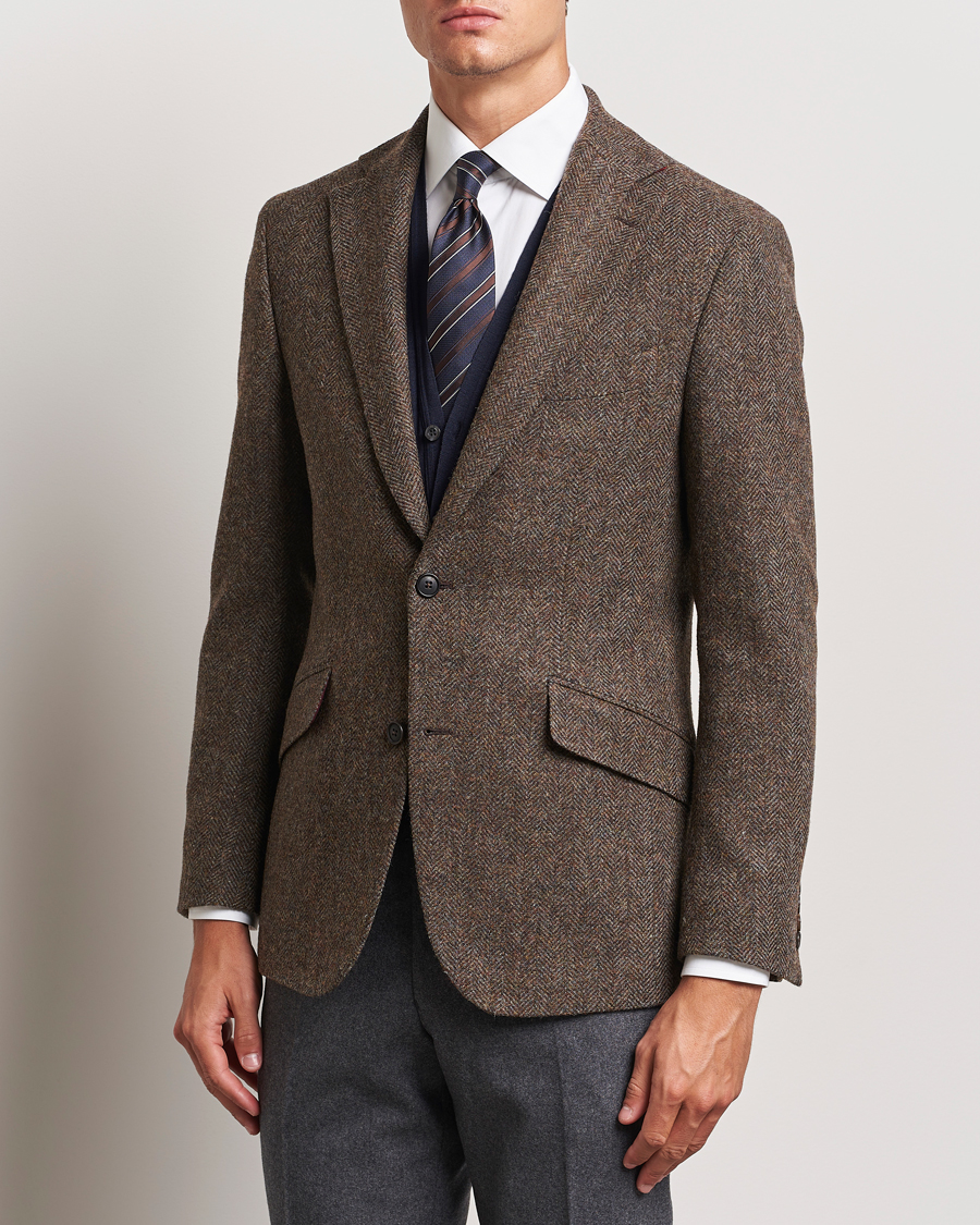 Herre | Jakke og bukse | Walker Slater | Edward Lambswool Herringbone Blazer Brown