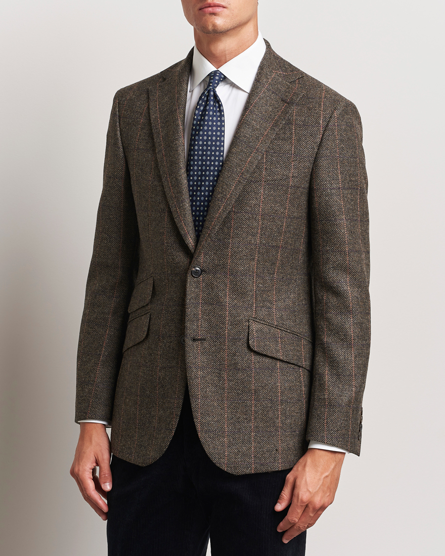 Herre |  | Walker Slater | Edward Lambswool Windowpane Blazer Brown