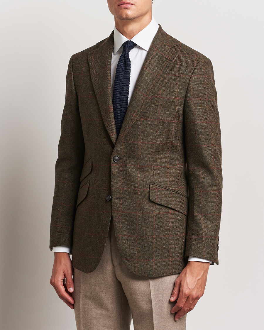 Herre |  | Walker Slater | Edward Lambswool Windowpane Blazer Green