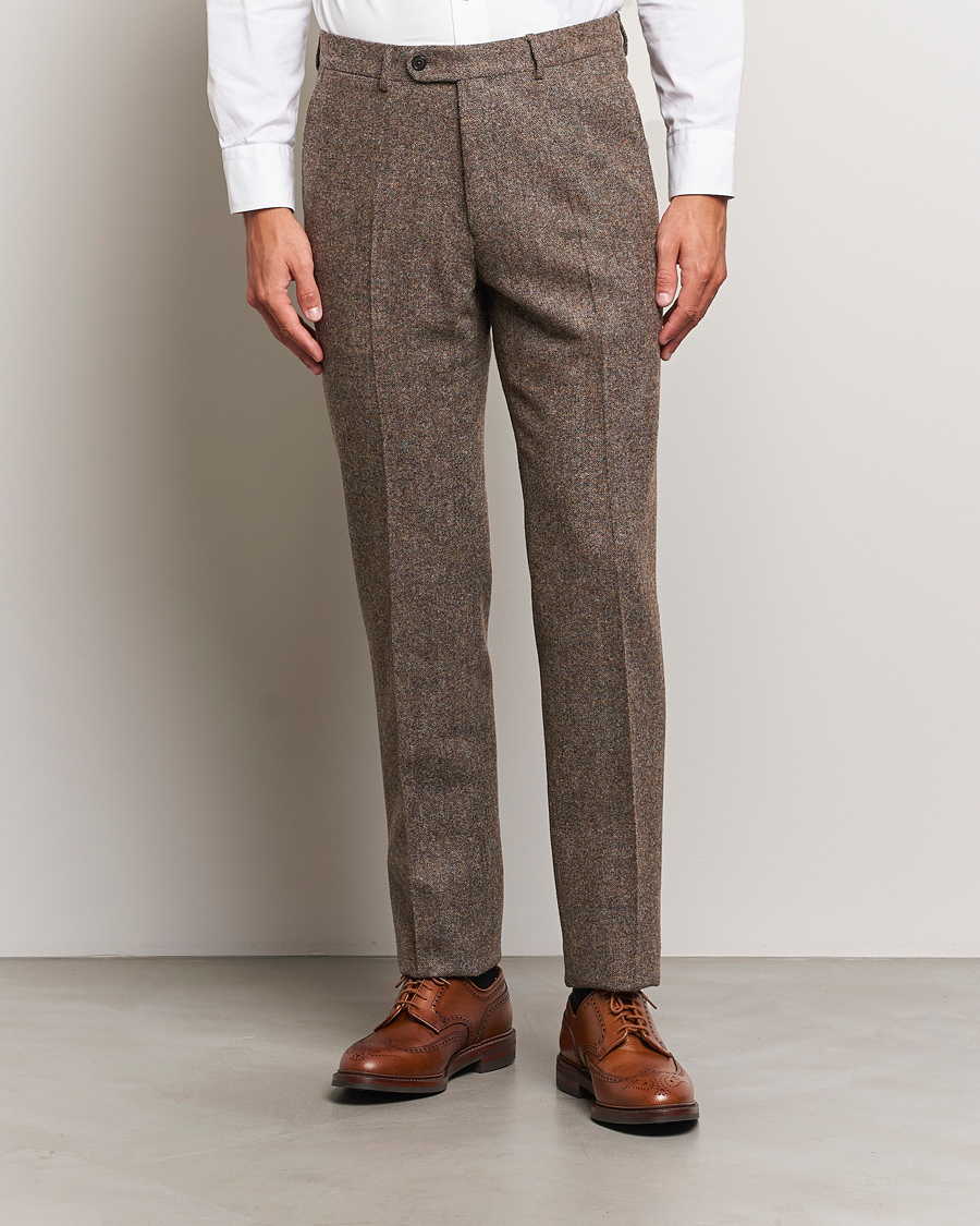 Herre |  | Walker Slater | Edward Wool Donegal Trousers Brown