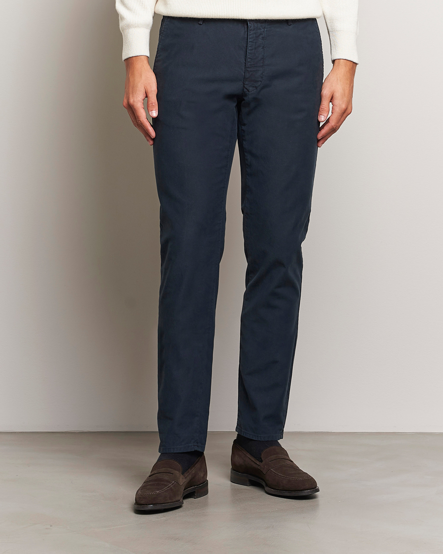 Herre |  | Incotex | Slim Fit Garment Dyed Slacks Navy