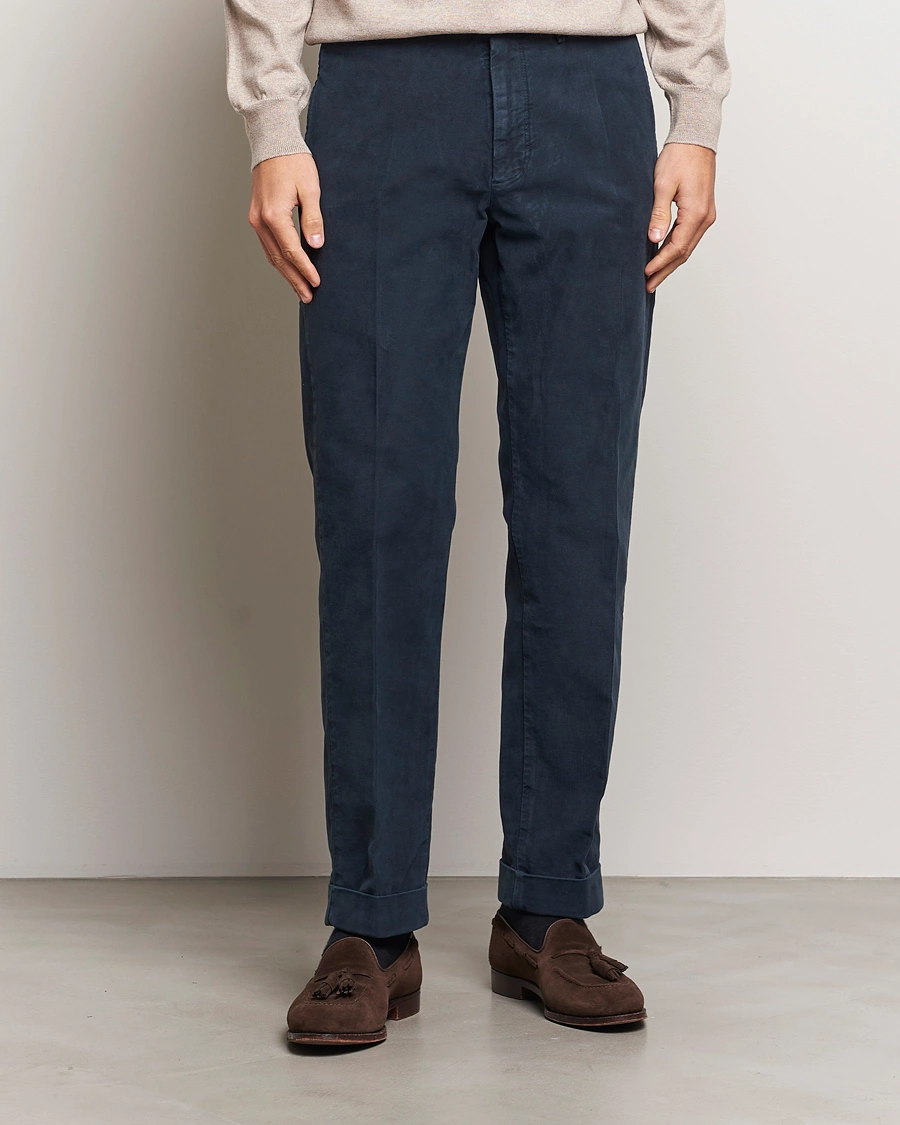 Herre |  | Incotex | Regular Fit Moleskin Slacks Navy