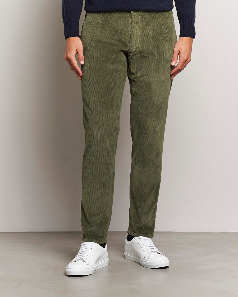 Herre |  | Incotex | Slim Fit Leisure Cord Slacks Dark Green