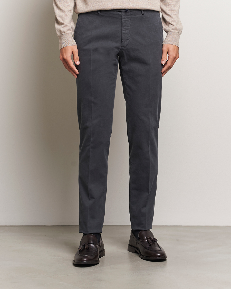 Herre |  | Incotex | Slim Fit Cotton Stretch Chinos Dark Grey