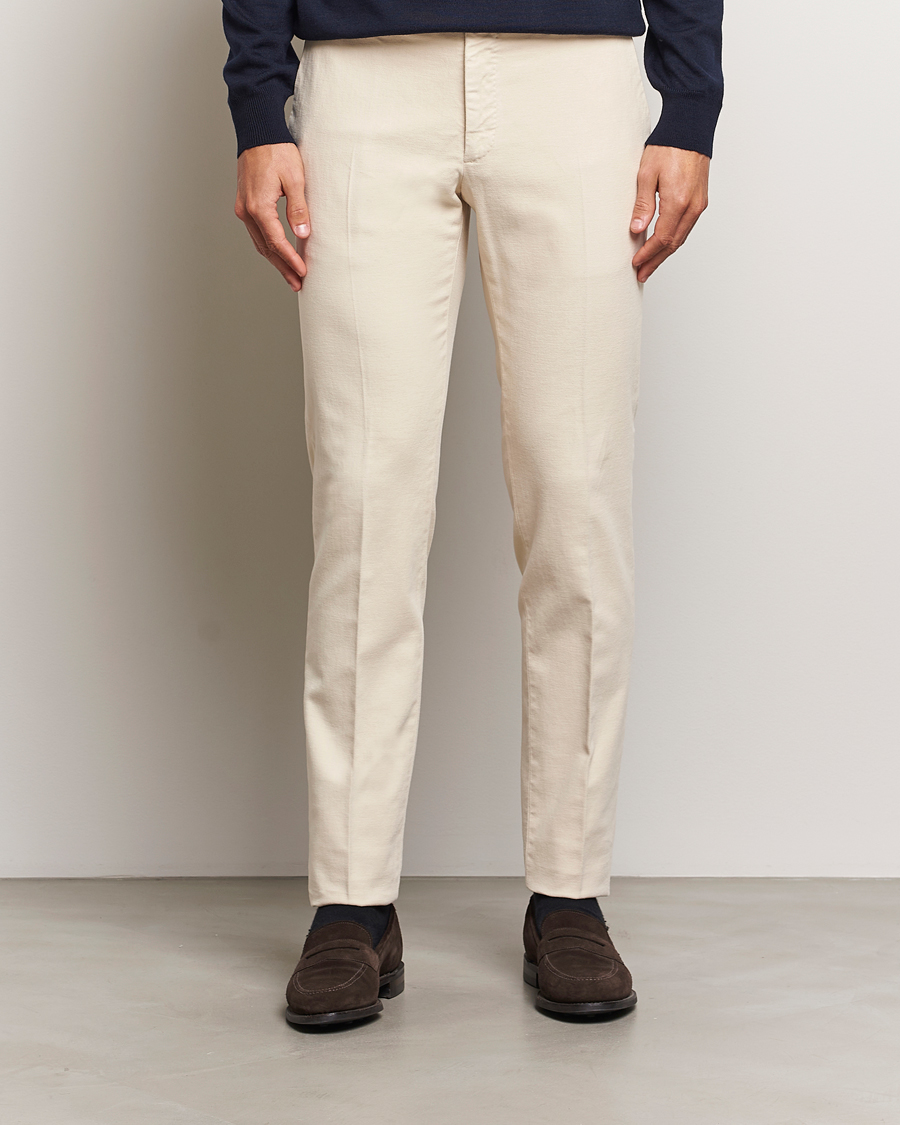 Herre |  | Incotex | Slim Fit Luxury Moleskine Trousers Off White