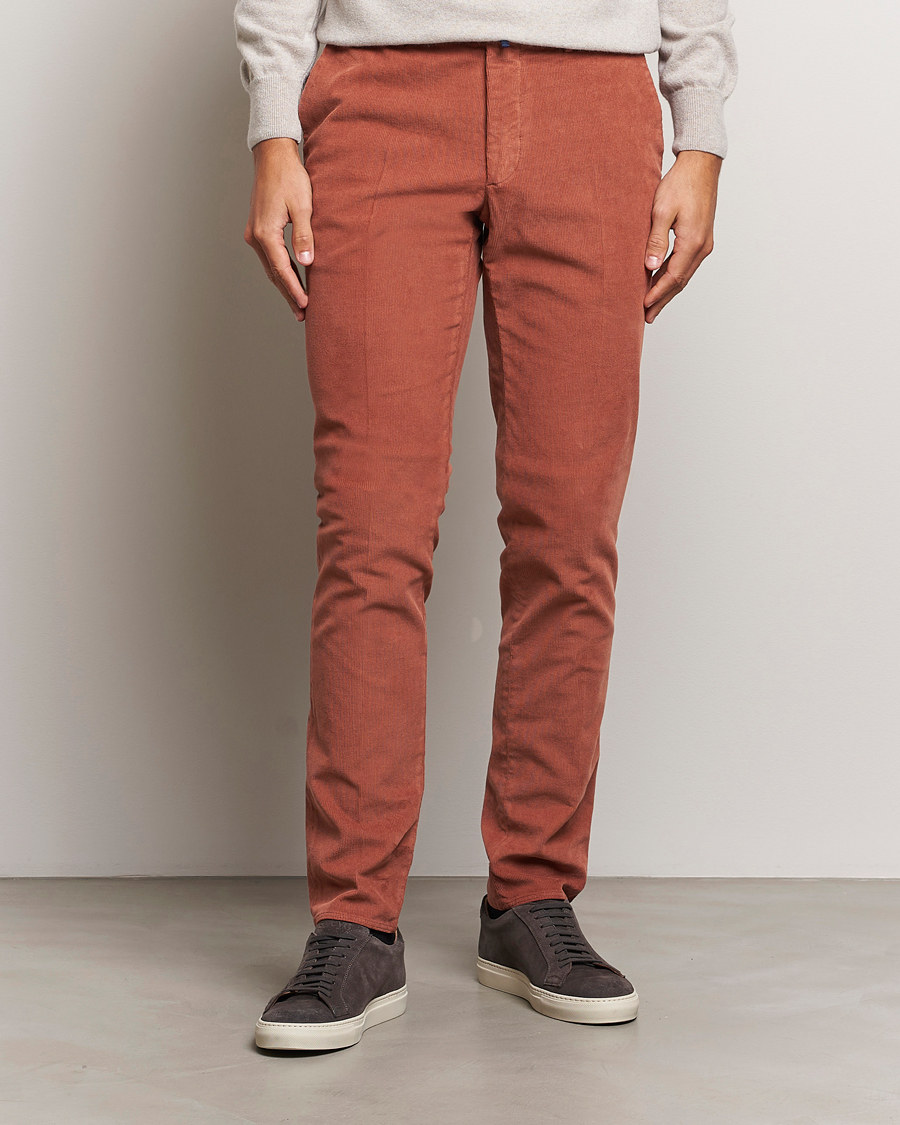 Herre |  | Incotex | Slim Fit Baby Corduroy Trousers Vintage Red