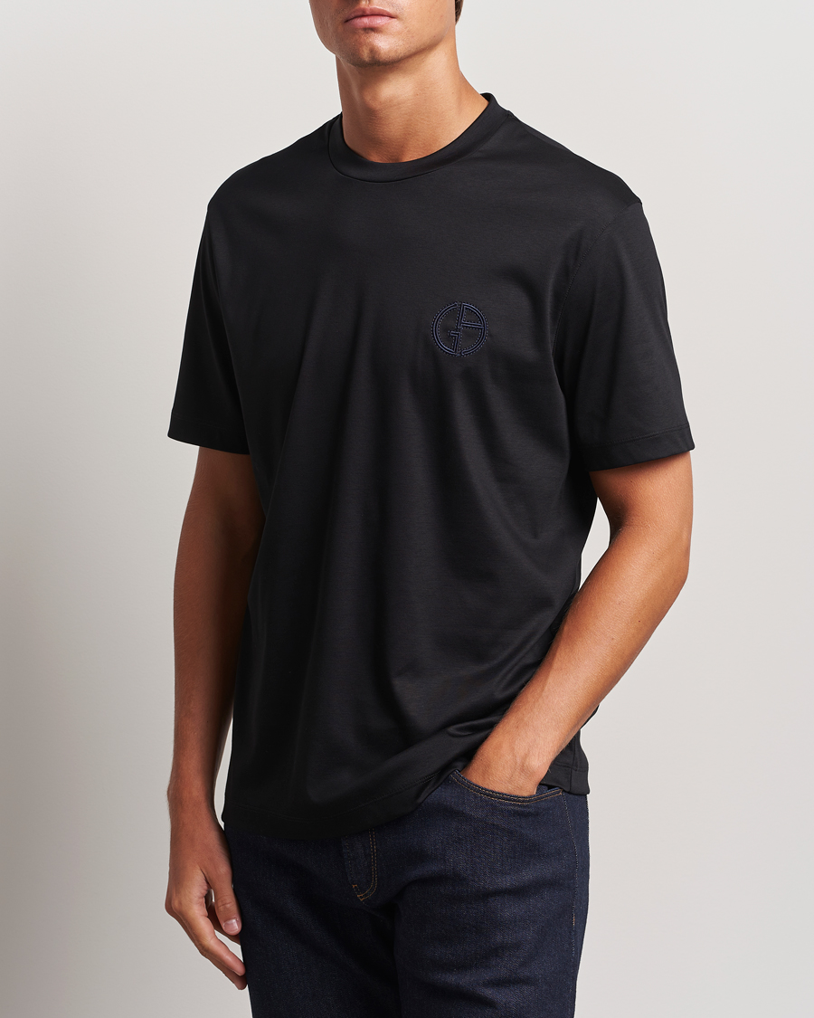 Herre | Nye produktbilder | Giorgio Armani | Embroidered Monogram T-Shirt Black
