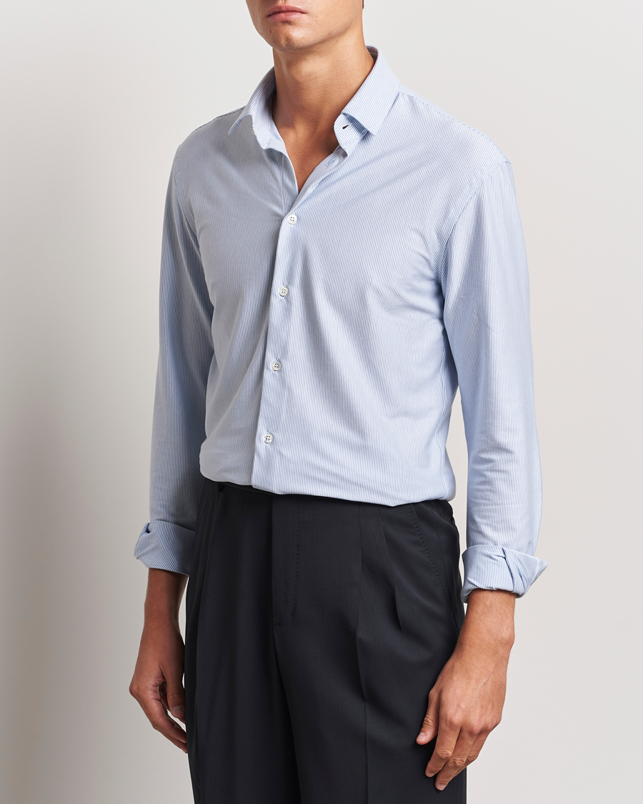 Herre | Pikéskjorter | Giorgio Armani | Jersey Stretch Shirt Light Blue Stripe