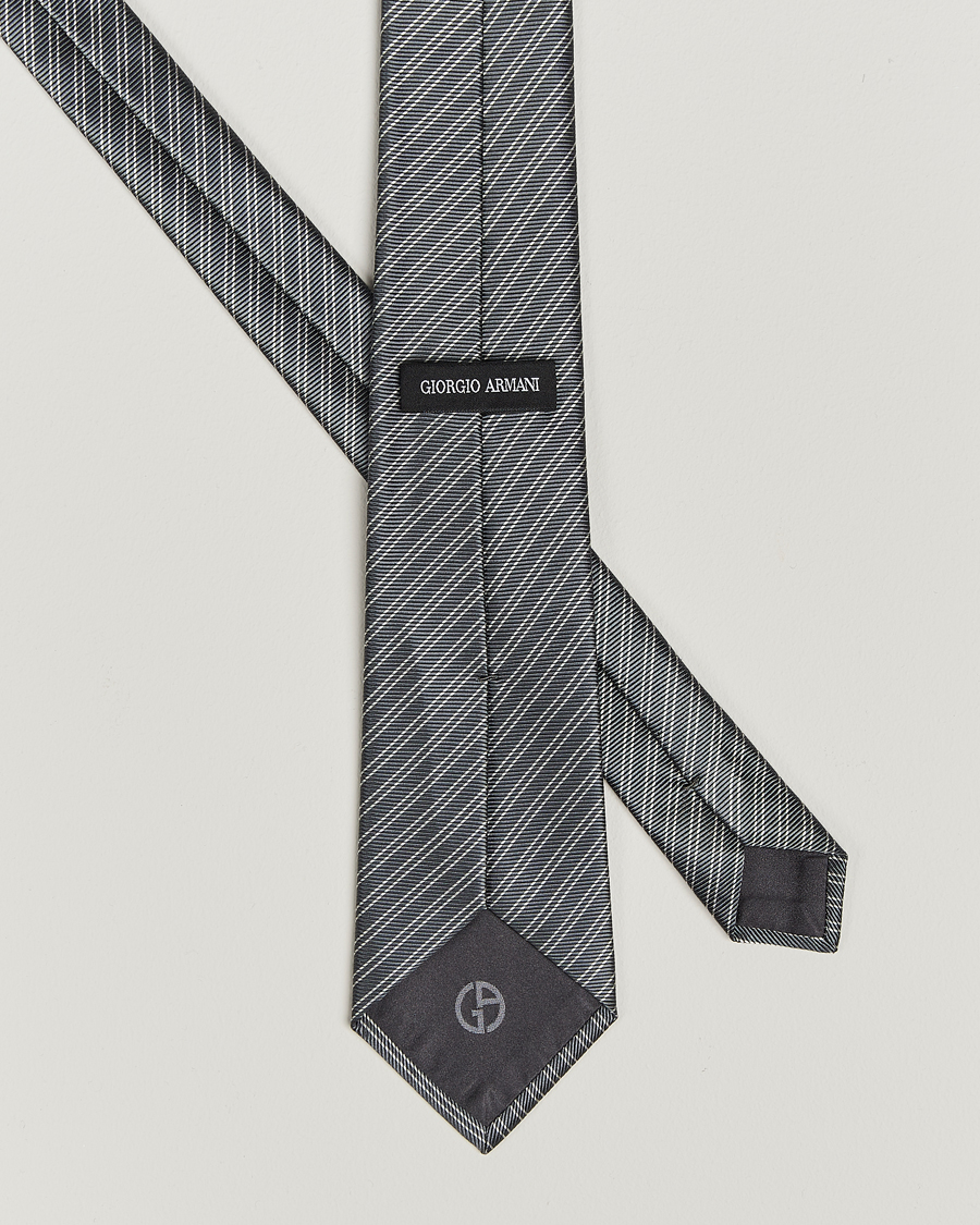 Herre |  | Giorgio Armani | Striped Silk Tie Steel Grey