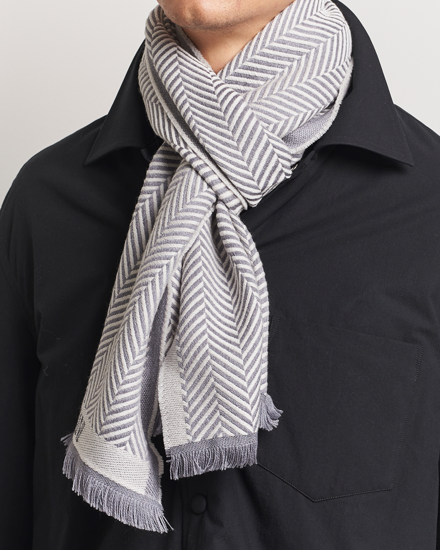 Herre |  | Giorgio Armani | Wool Chevron Scarf Light Grey