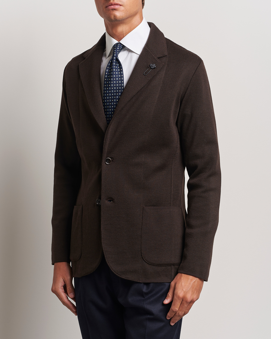 Herre | Strikkede blazere | Lardini | Knitted Wool Blazer Brown