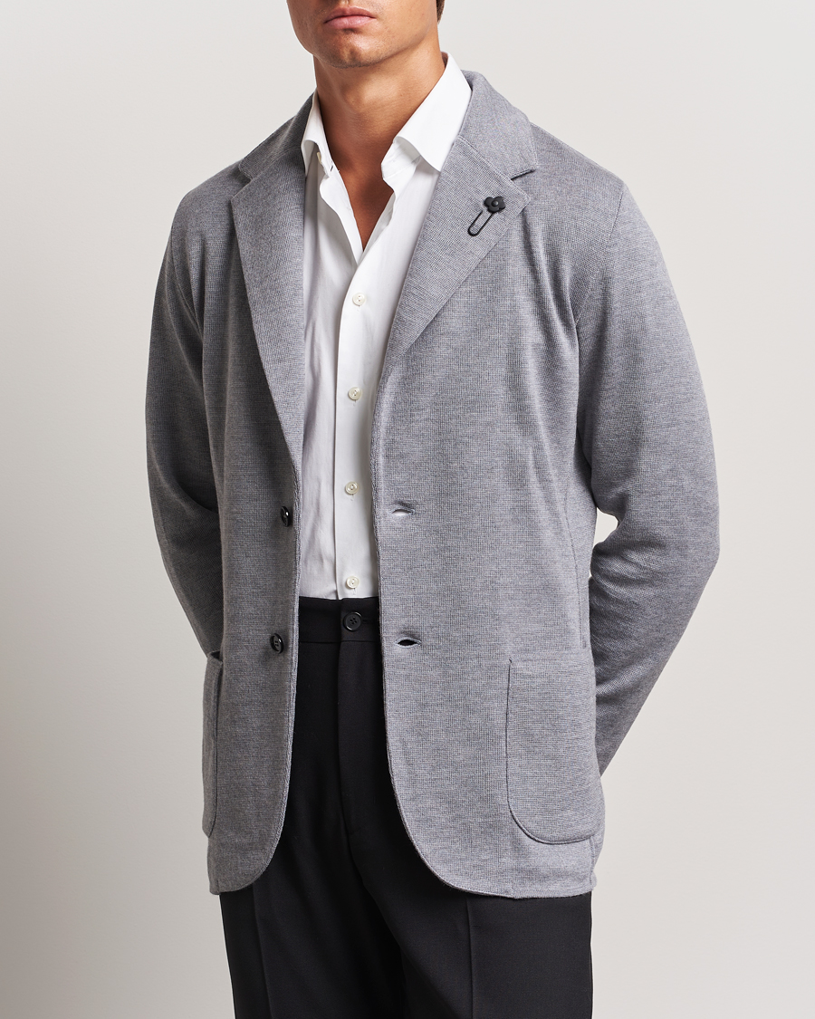 Herre | Strikkede blazere | Lardini | Knitted Wool Blazer Grey