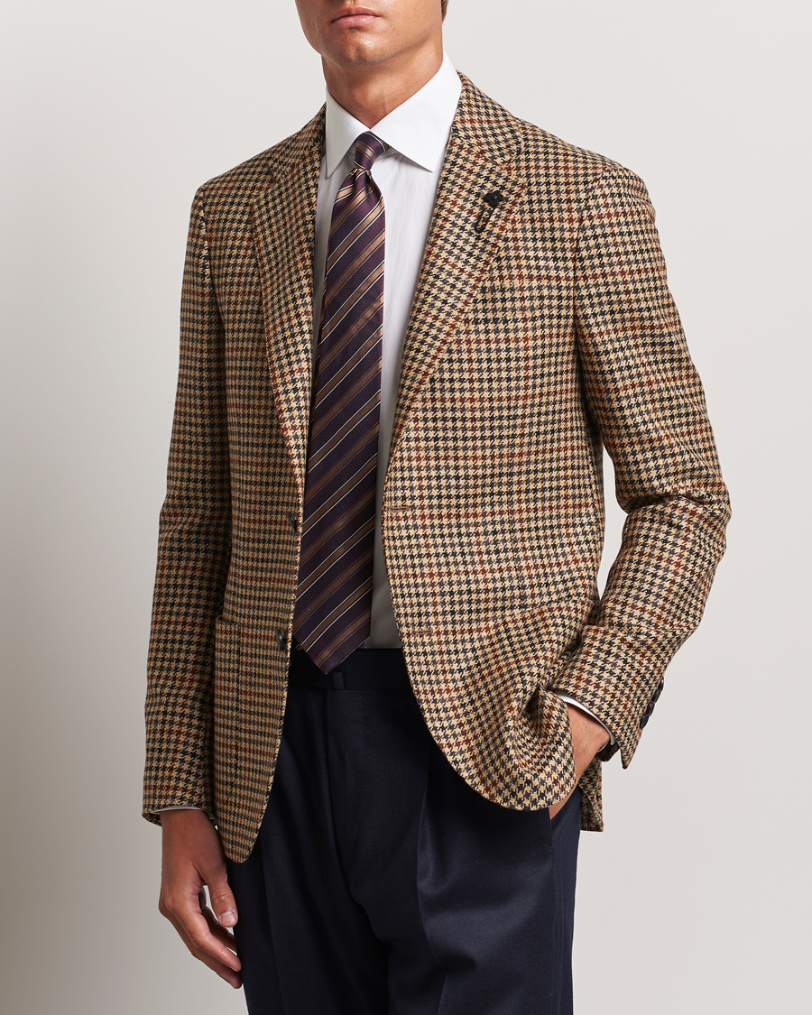 Herre | Dressjakker | Lardini | Checked Wool/Cashmere Blazer Beige/Brown
