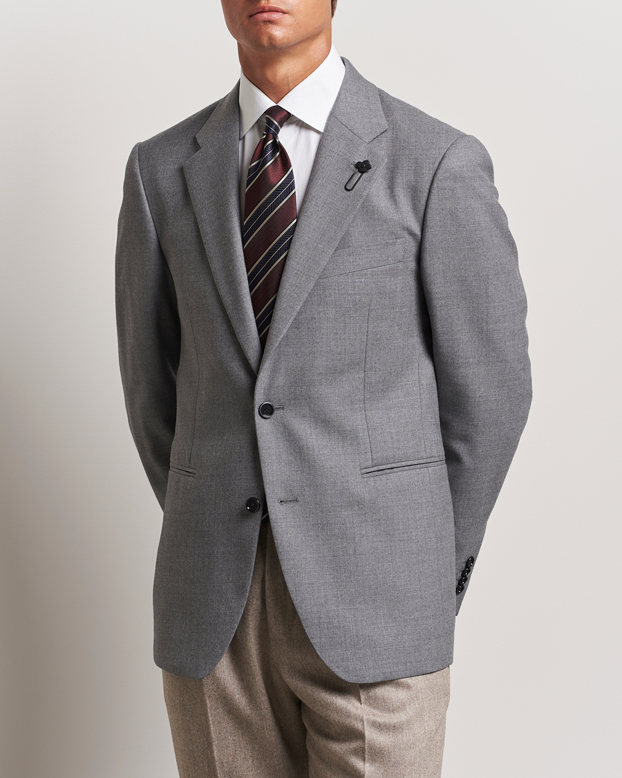 Herre | Ullblazer | Lardini | Wool Flannel Blazer Light Grey