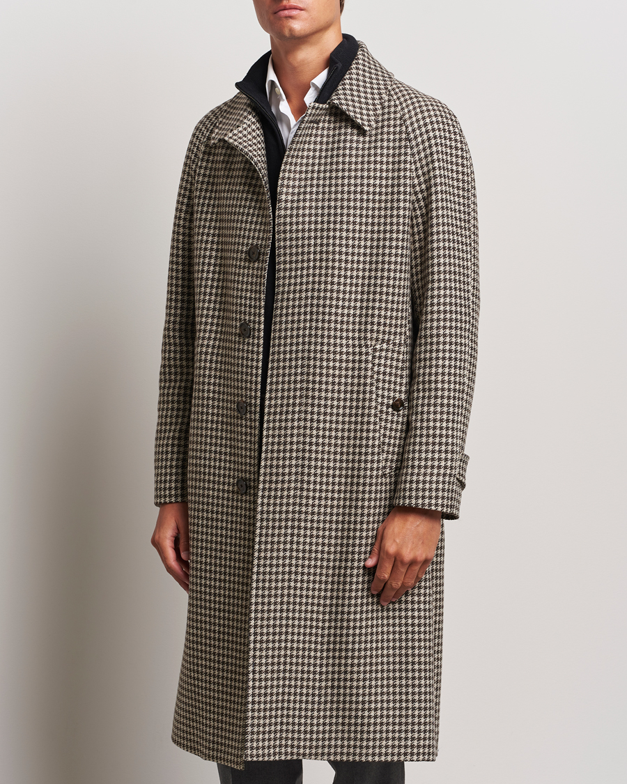 Herre | Nye produktbilder | Lardini | Houndstooth Wool/Cashmere Coat Brown