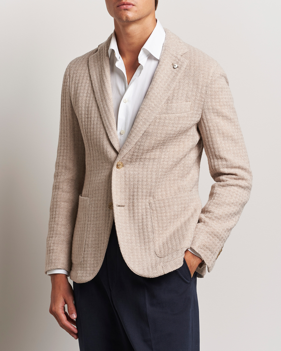 Herre |  | L.B.M. 1911 | Knitted Punto Wool Structure Blazer Camel