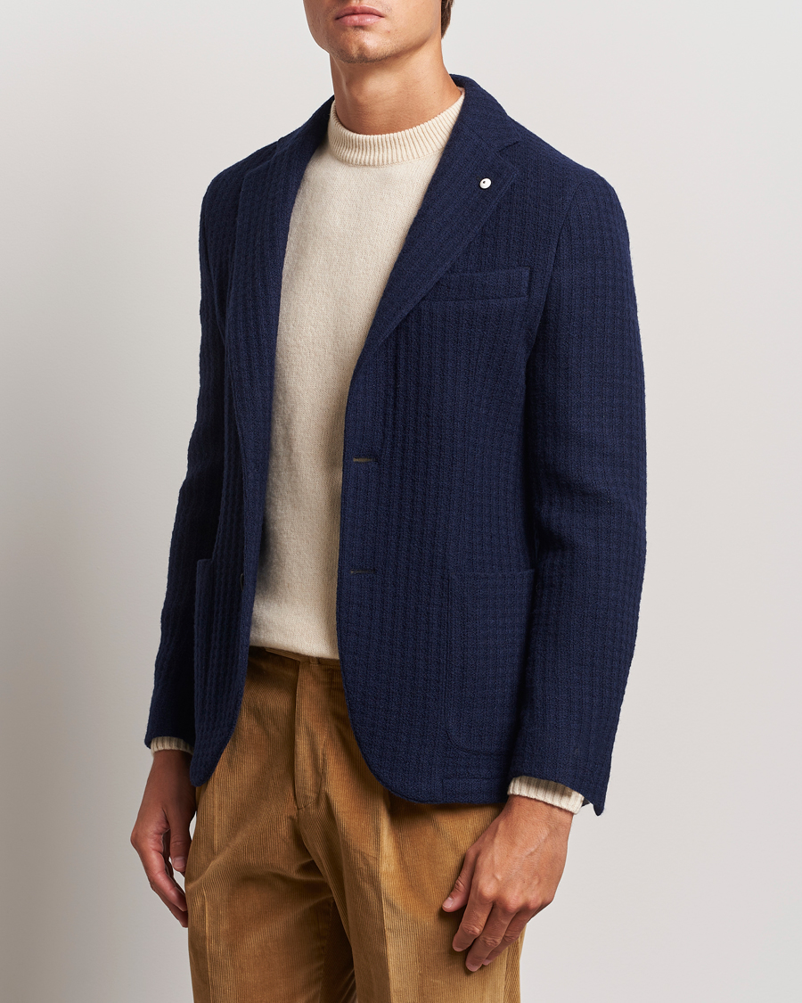 Herre |  | L.B.M. 1911 | Knitted Punto Wool Structure Blazer Navy