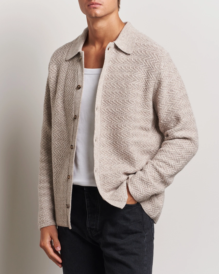 Herre |  | LES DEUX | Finnegan Knit Shirt Oatmeal Melange