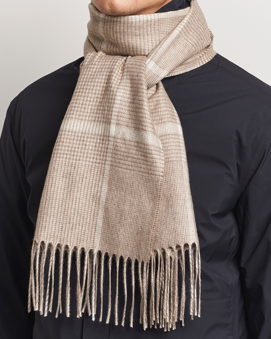 Herre |  | Piacenza Cashmere | Cashmere/Silk Overcheck Scarf Beige