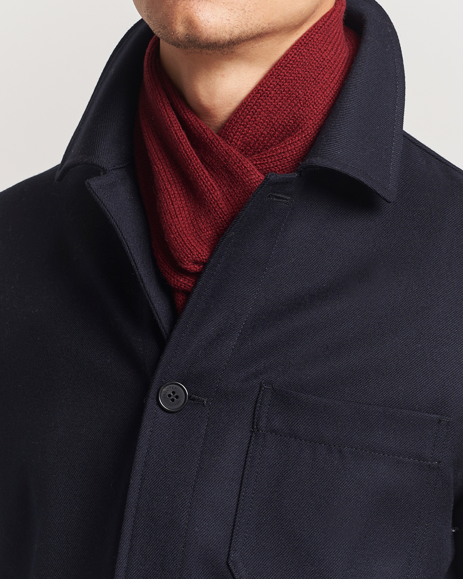 Herre |  | Piacenza Cashmere | Short Loop Cashmere Scarf Burgundy