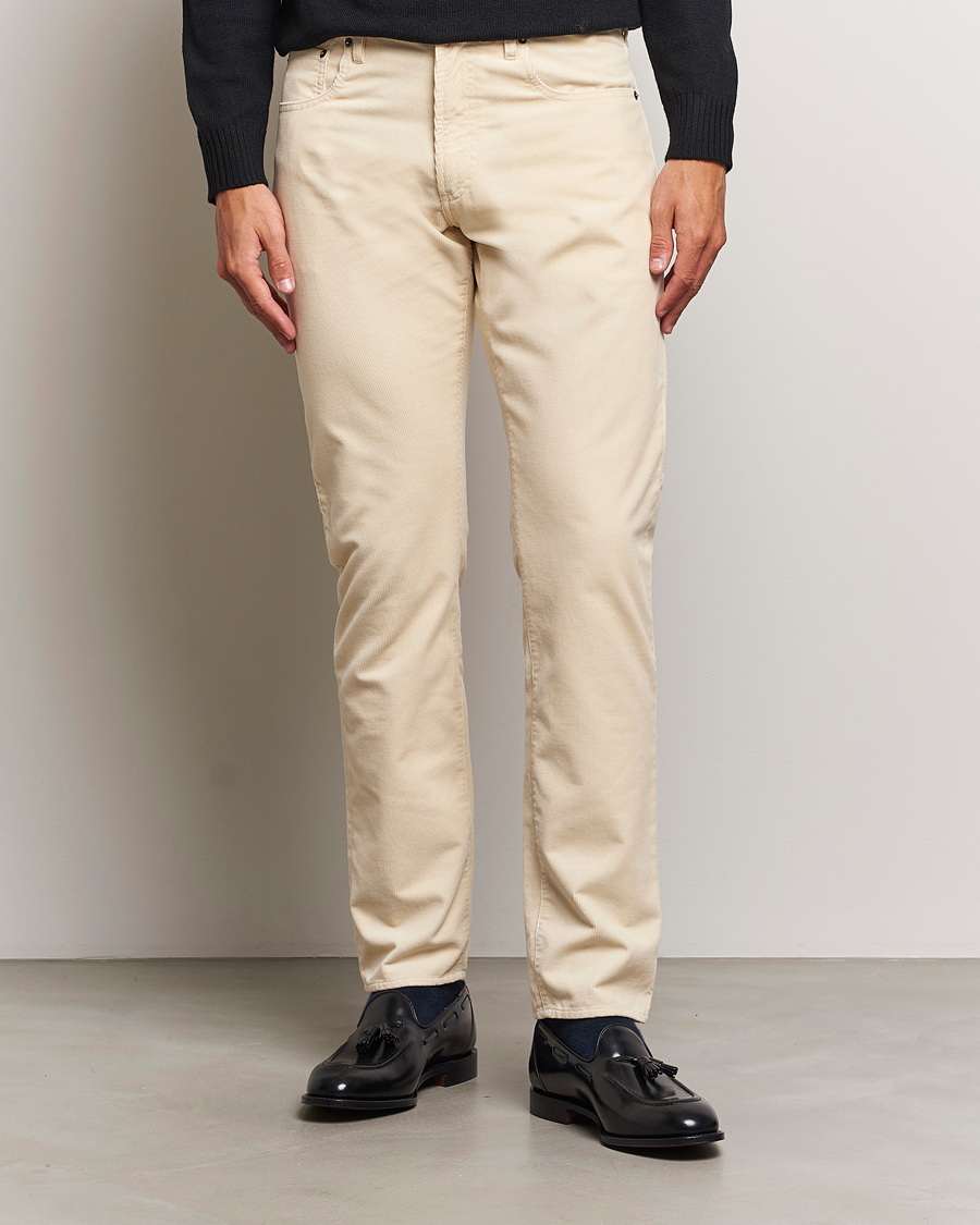 Herre |  | Ralph Lauren Purple Label | Slim Fit 5-Pocket Corduroy Pants Cream