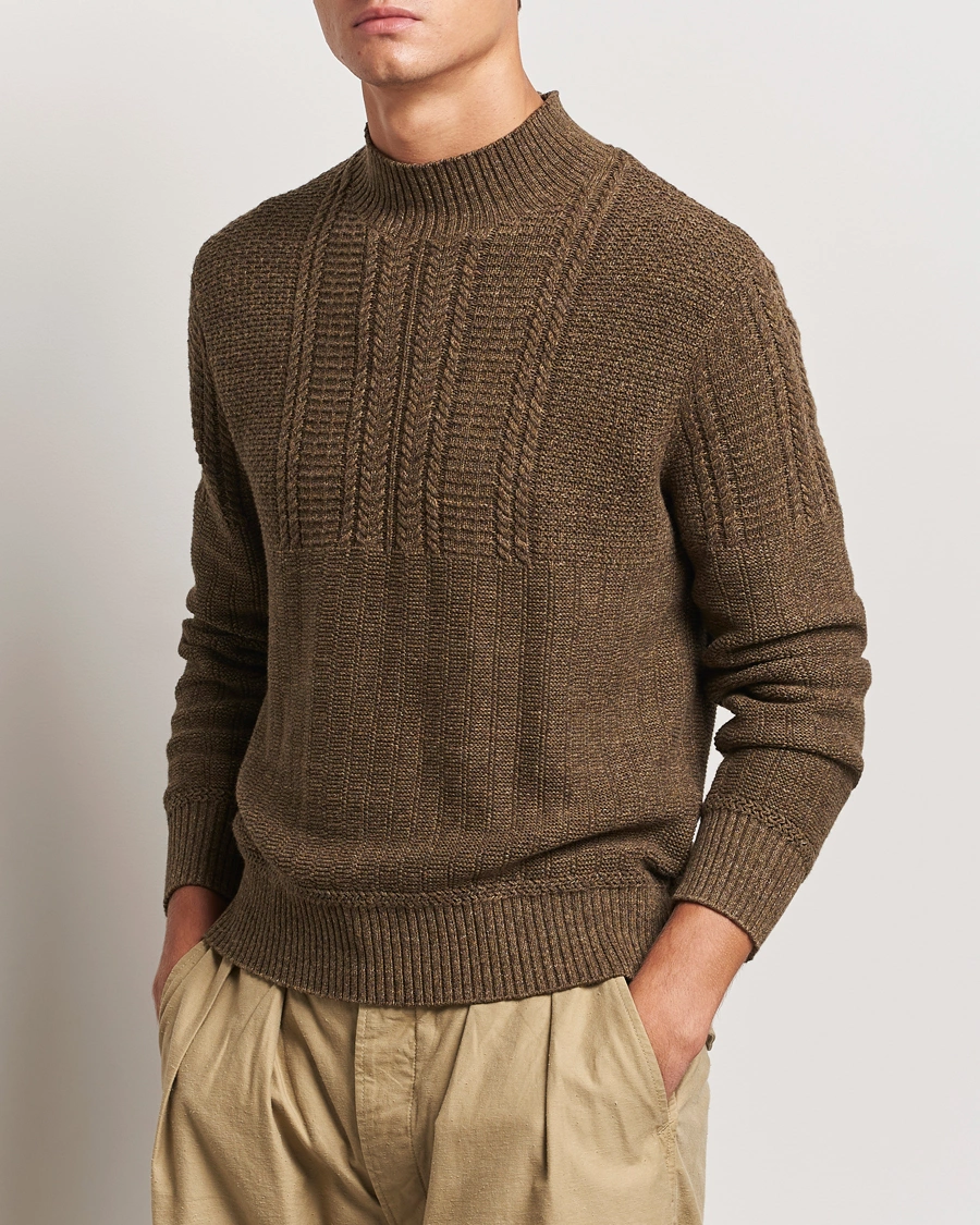 Herre |  | RRL | Mock Neck Pullover Olive Heather