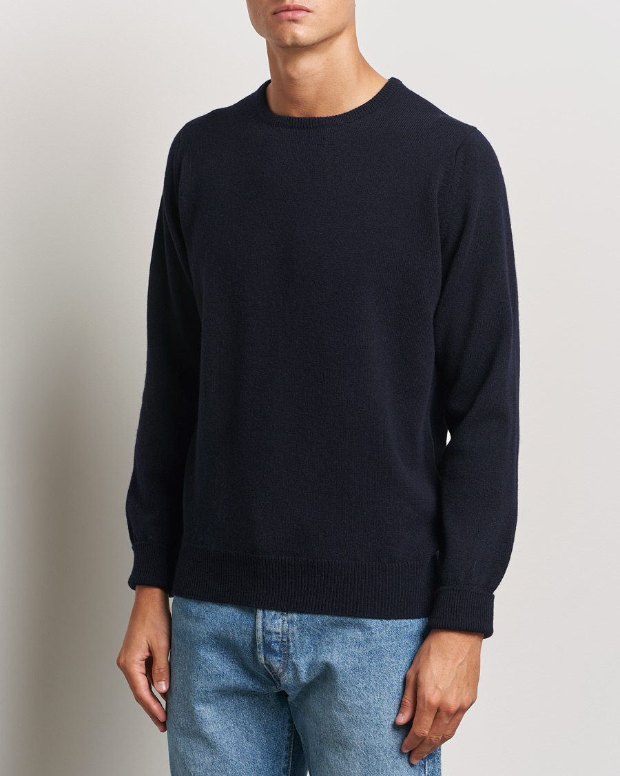 Herre | Pullovers rund hals | William Lockie | Rob Lambswool Crewneck Navy