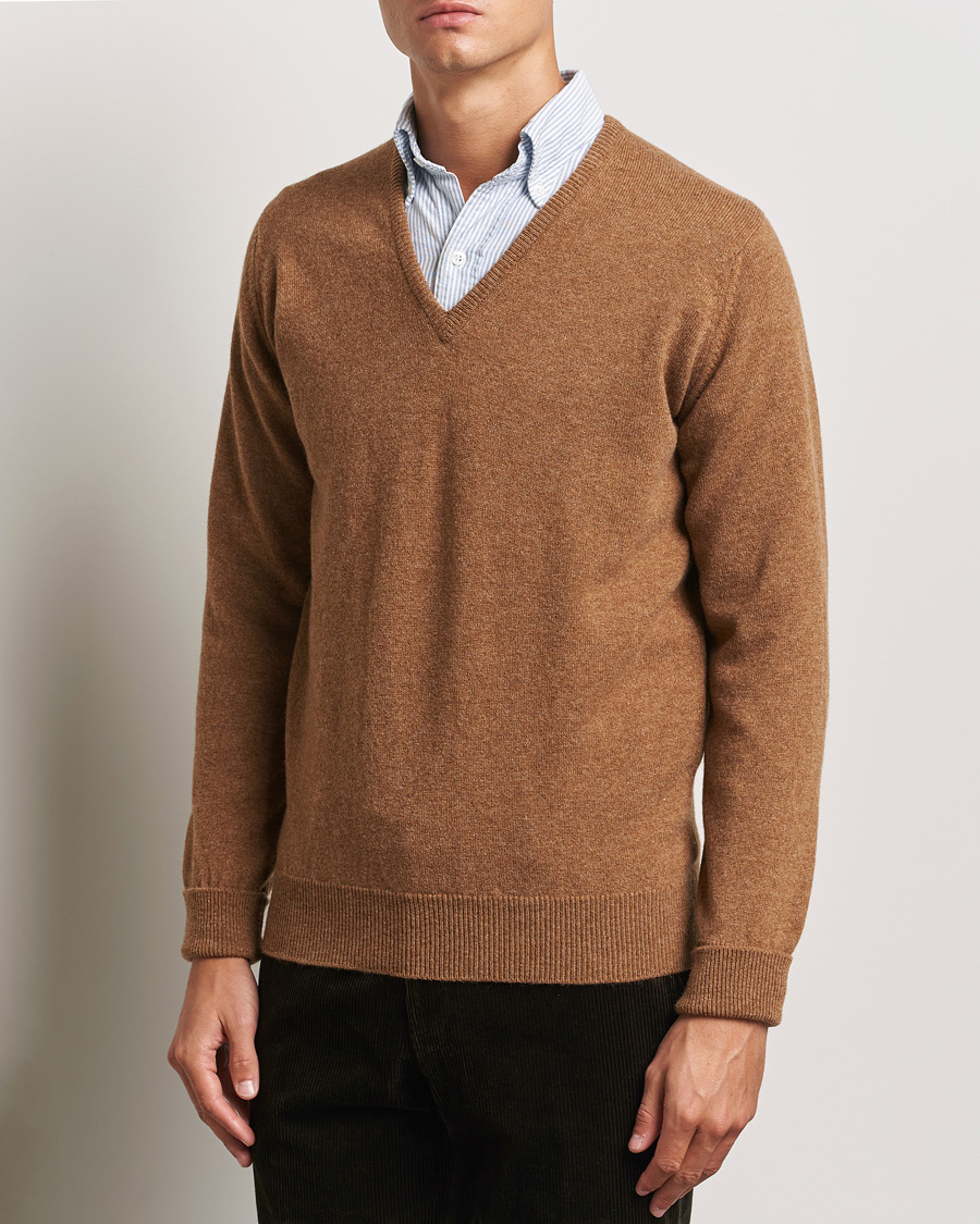 Herre | Klær | William Lockie | Rob Lambswool V-Neck Savannah